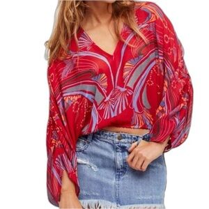 Free People Beneath the Sea Butterfly Top in Red Size Medium
